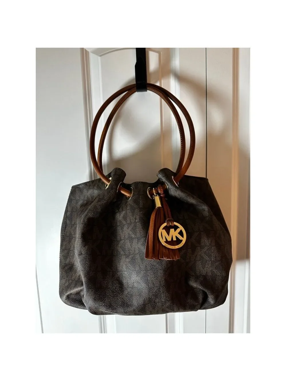 Women's Michael Kors Brown Tan Monogram Shoulder Bag One Size